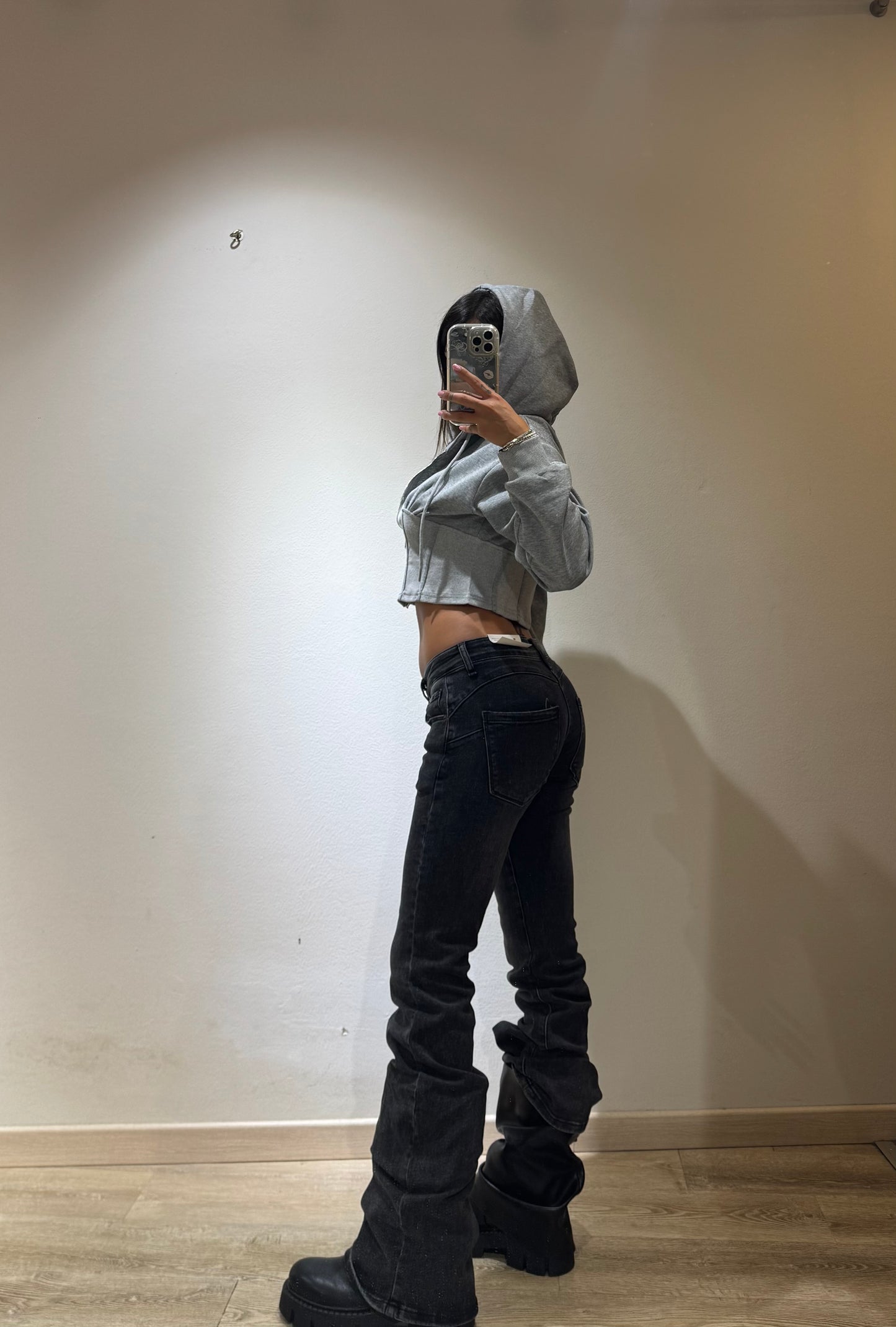 HOODIE CROP CORSETTO