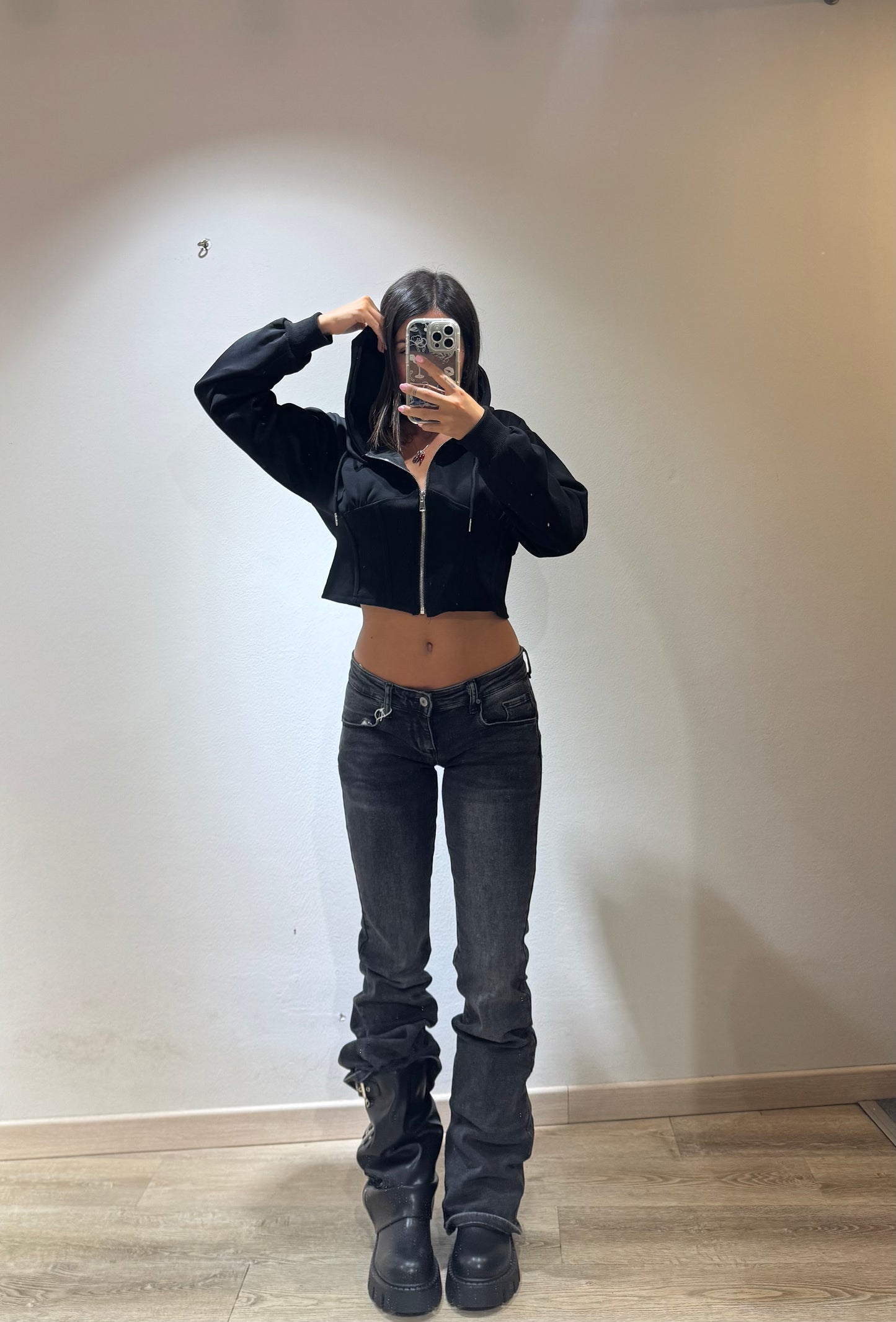 HOODIE CROP CORSETTO