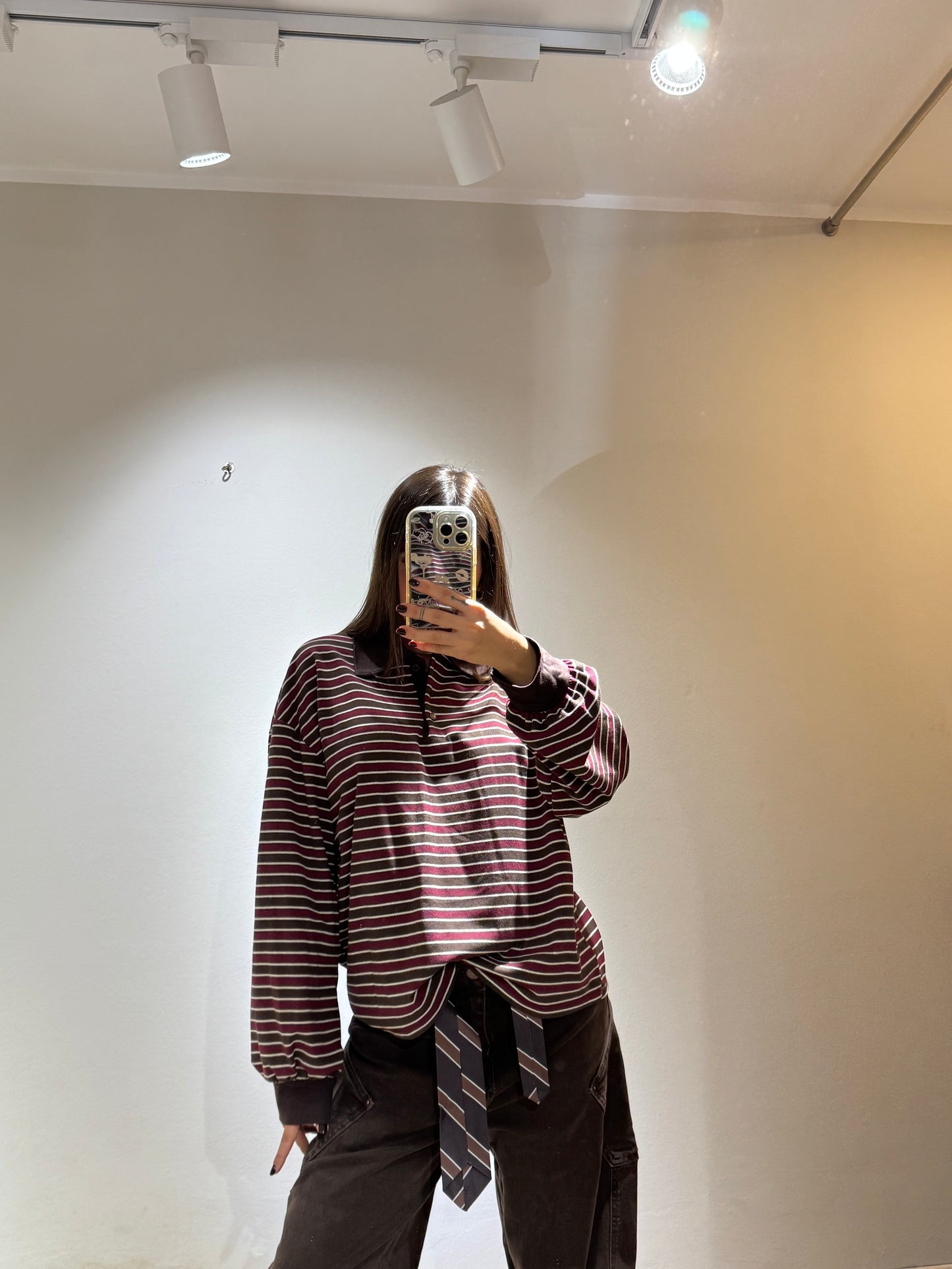 TEE RIGHE BORDEAUX