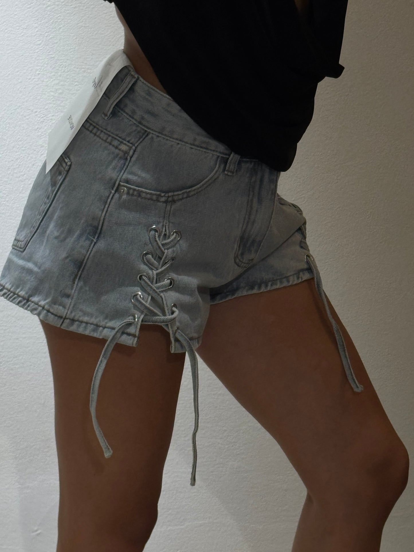 SHORTS LACE DENIM CHIARO