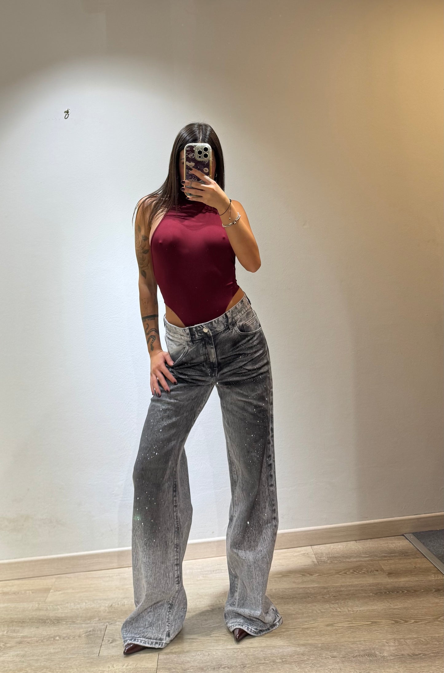 DENIM GLITTER SLAVATO GREY