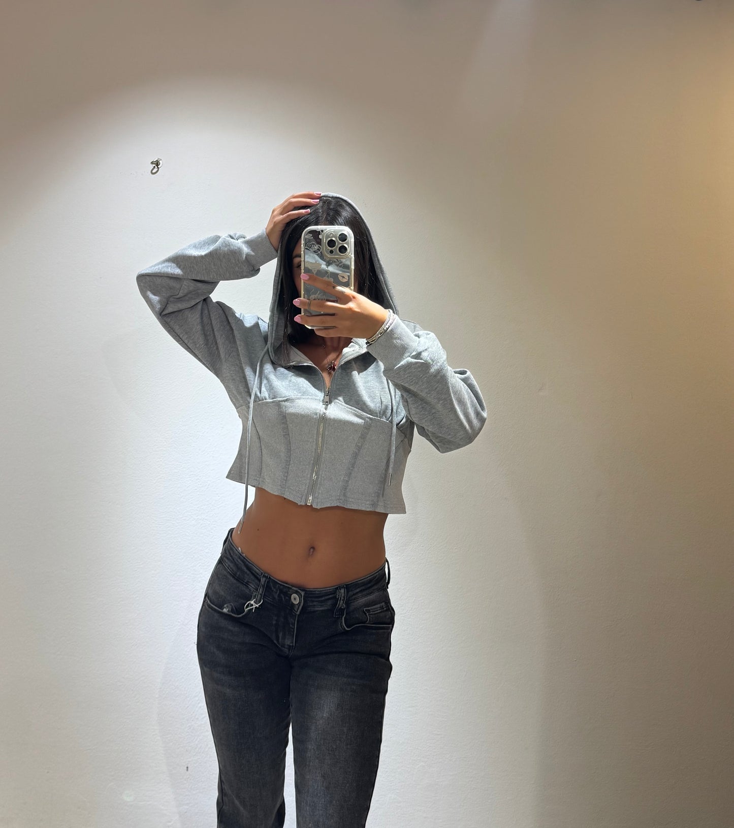 HOODIE CROP CORSETTO