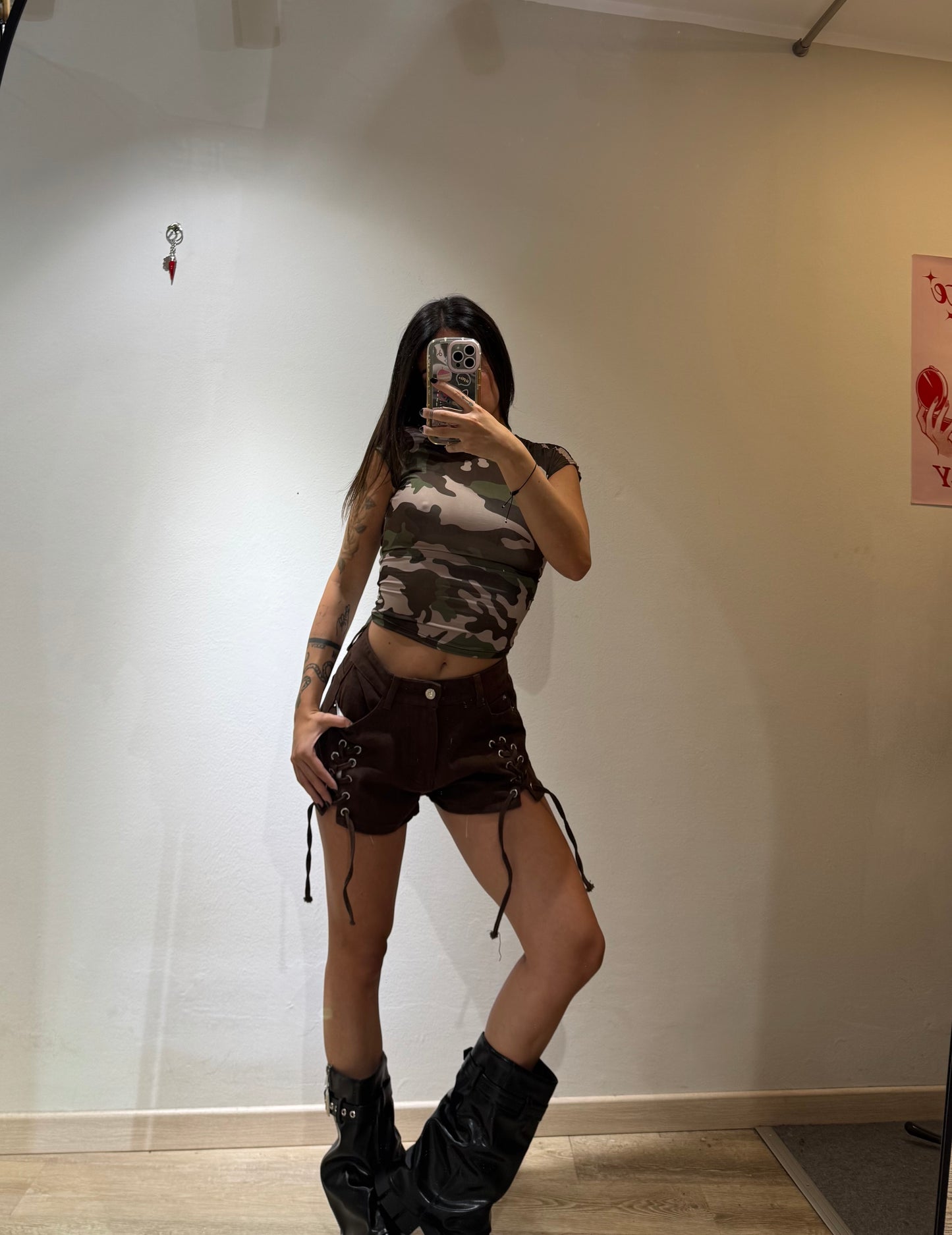 SHORTS LACE MARRONI