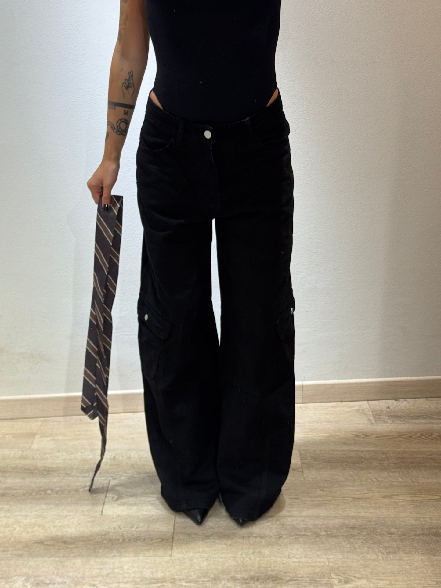 DENIM CRAVATTA BAGGY BLACK