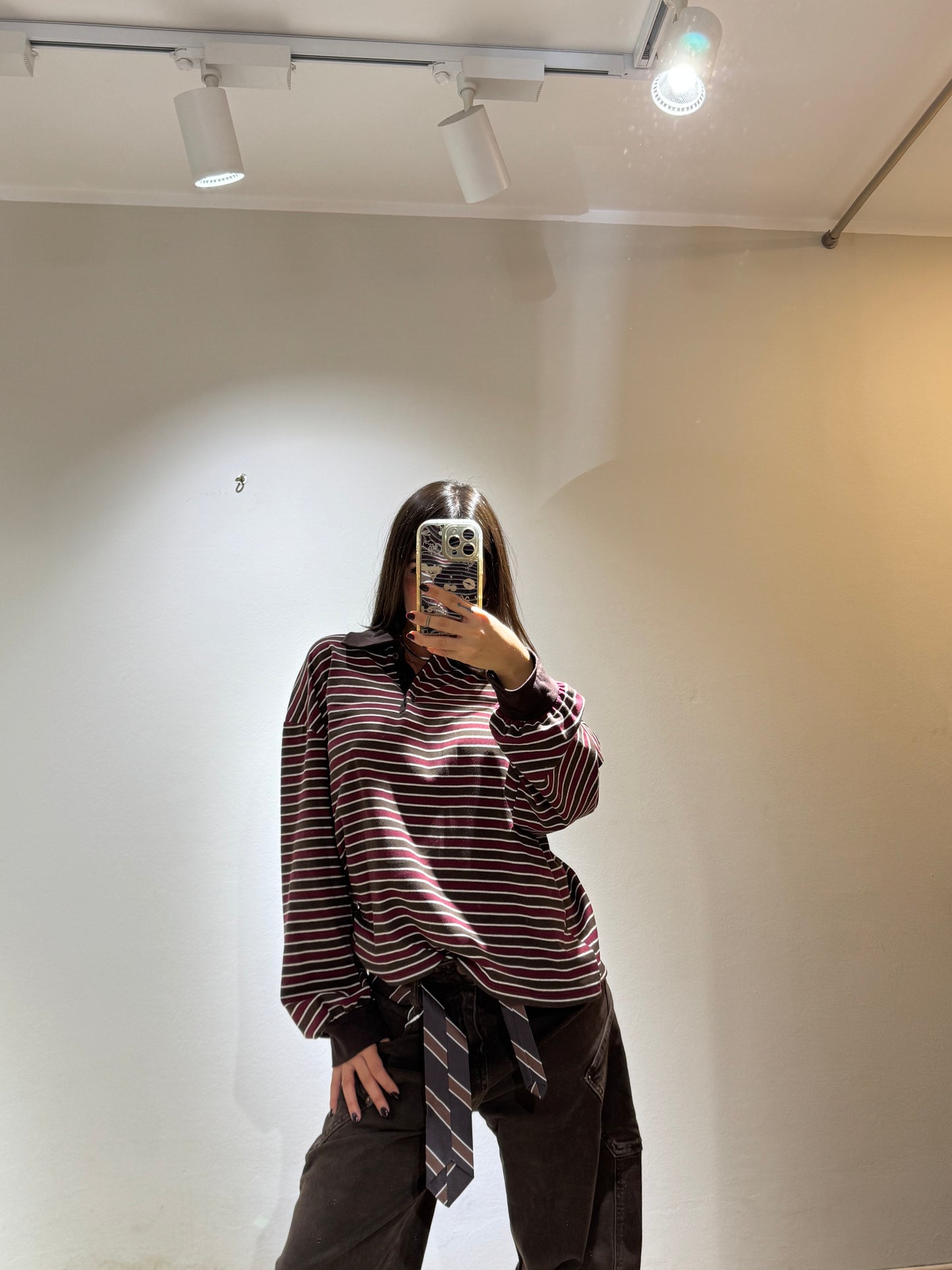 TEE RIGHE BORDEAUX
