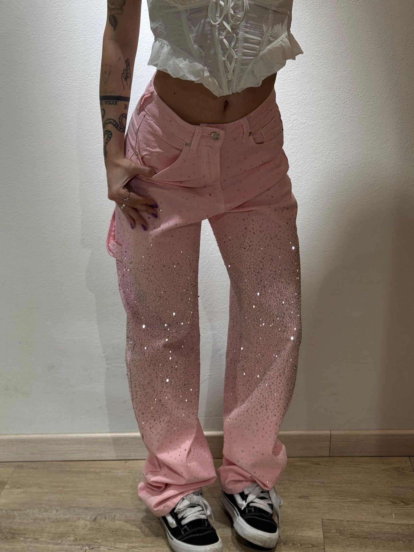 DENIM BALOON GLITTER PINK