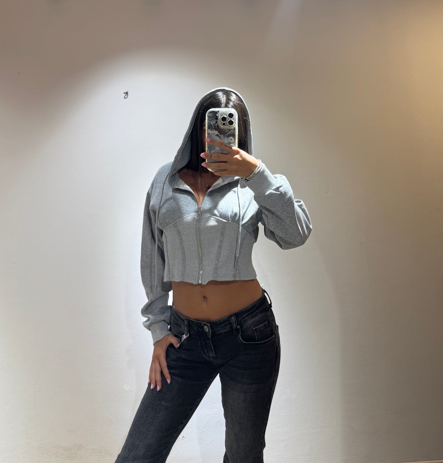 HOODIE CROP CORSETTO