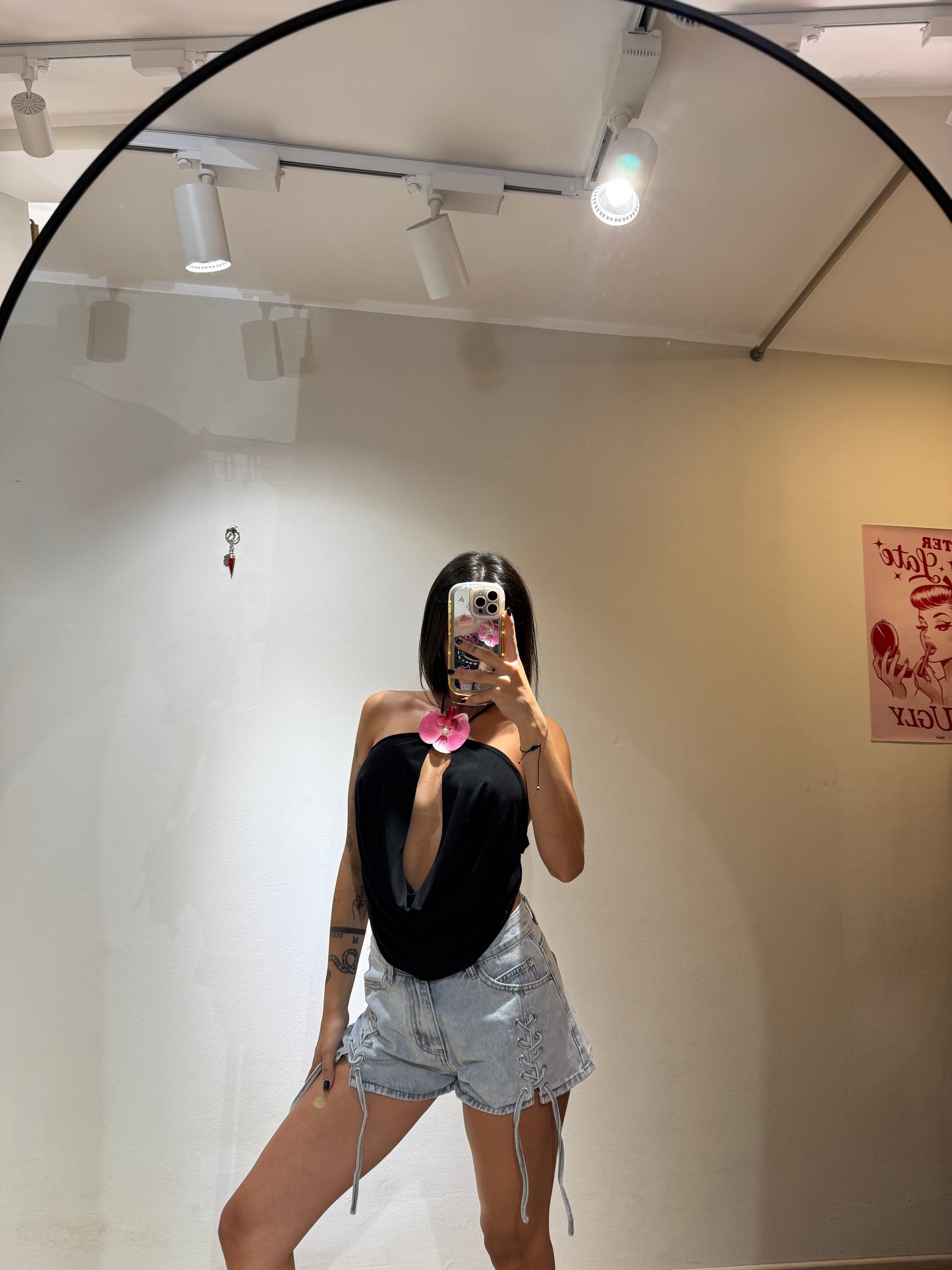 SHORTS LACE DENIM CHIARO