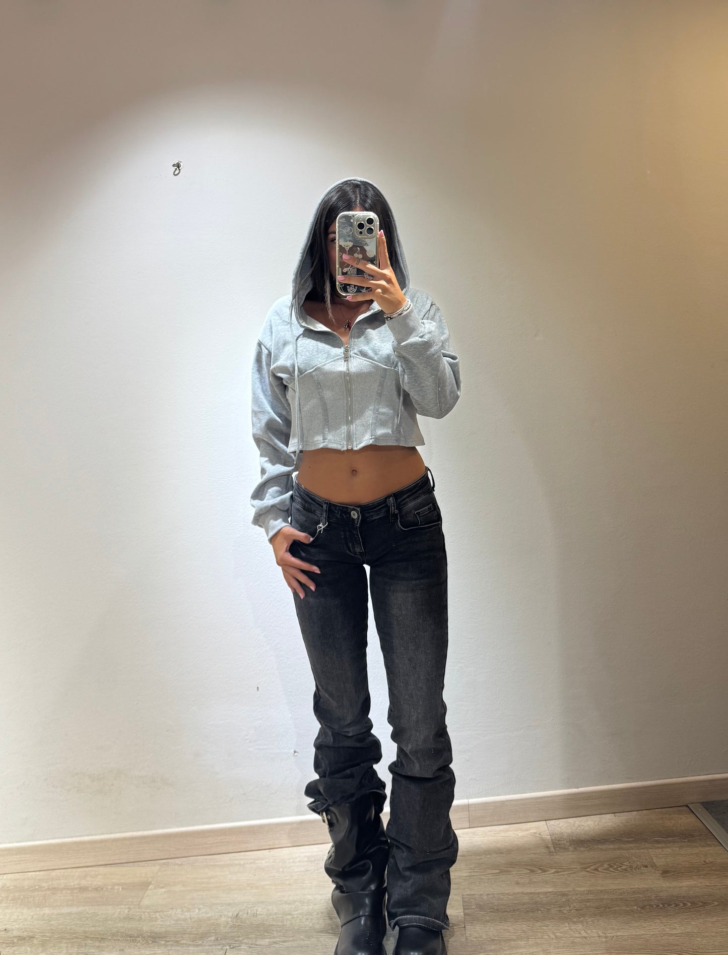 HOODIE CROP CORSETTO