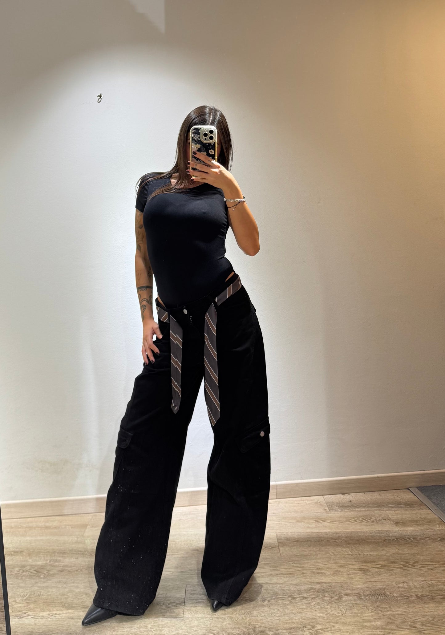 DENIM CRAVATTA BAGGY BLACK