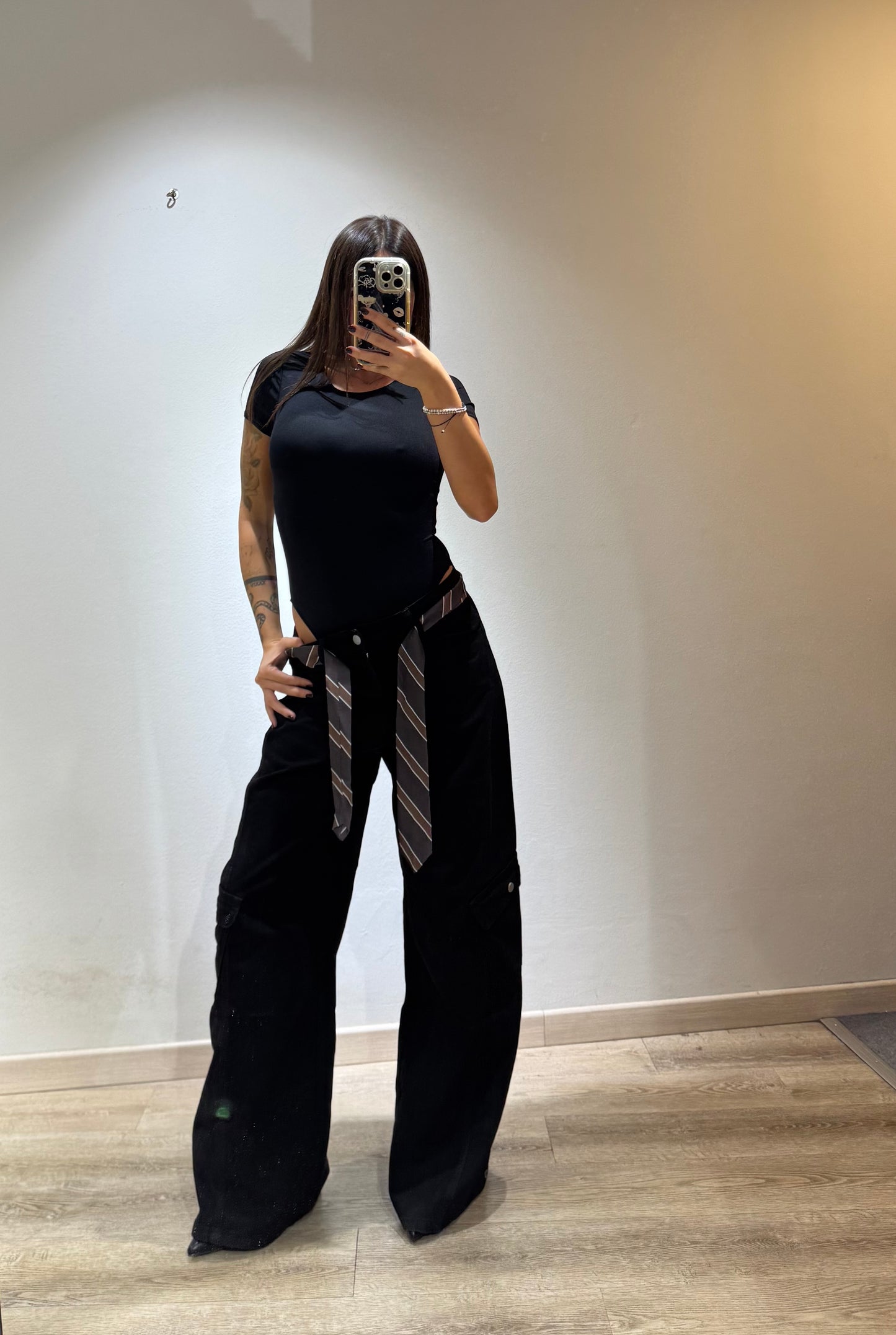 DENIM CRAVATTA BAGGY BLACK