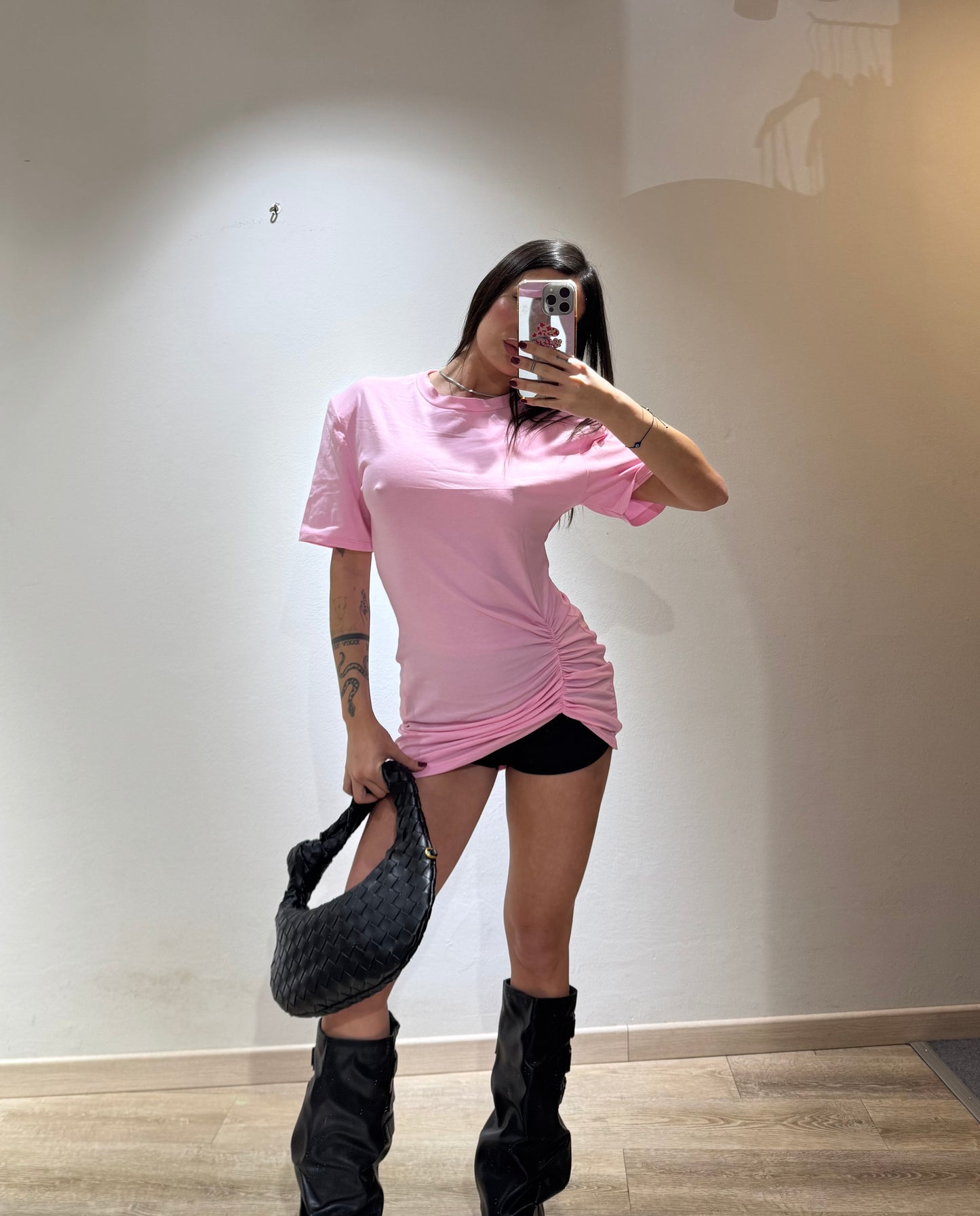 TEE MINI DRESS ARRICCIATA