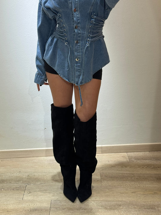 SUPER BOOTS CAMOSCIO BLACK