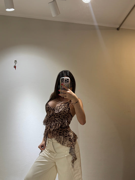 CROP TOP PLISSE LEO