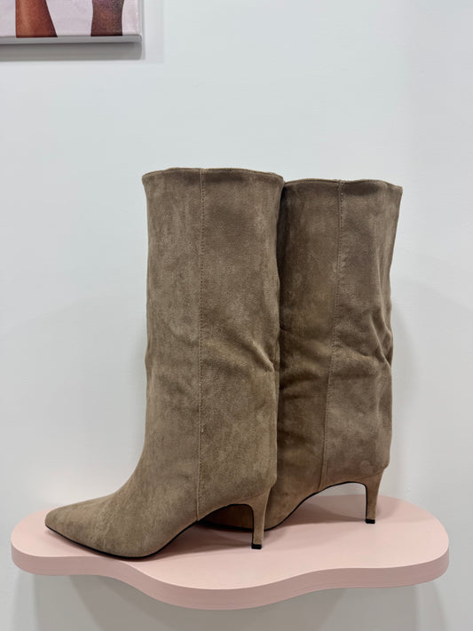 BOOTS MIDI CAMOSCIO BEIGE