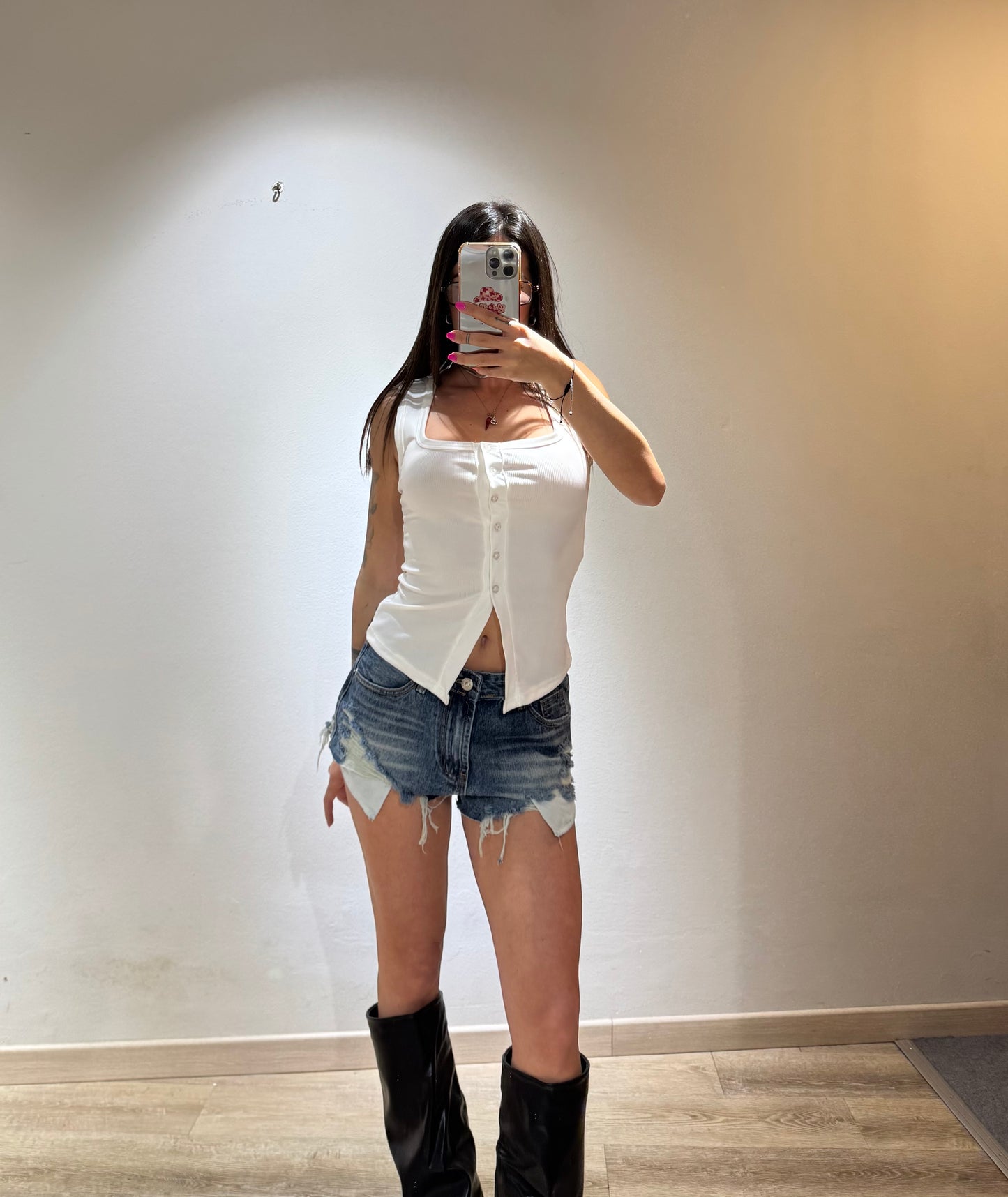 CROP TOP BOTTONI COSTINA