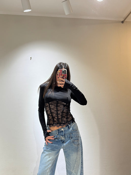 CROP TOP CORSETTO MACRAME