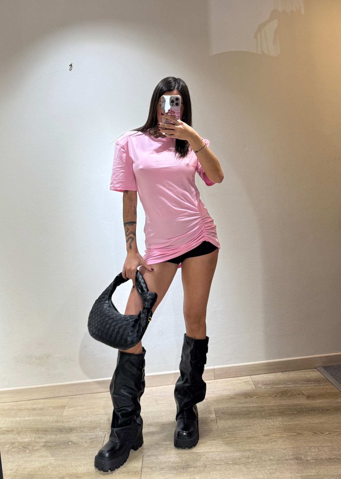 TEE MINI DRESS ARRICCIATA