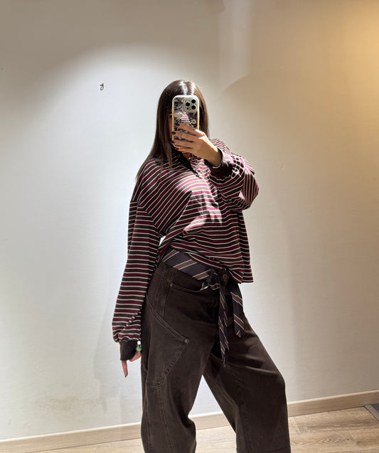 TEE RIGHE BORDEAUX