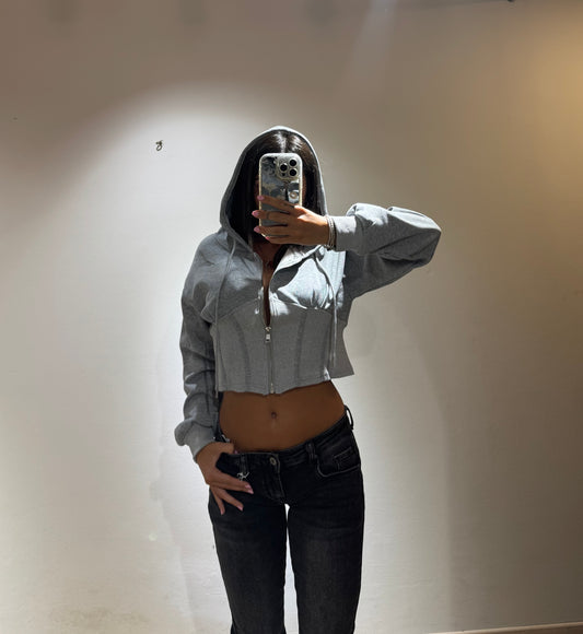 HOODIE CROP CORSETTO