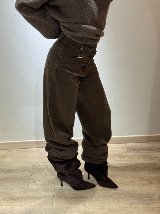 DENIM ASIMMETRICO BROWN WASH