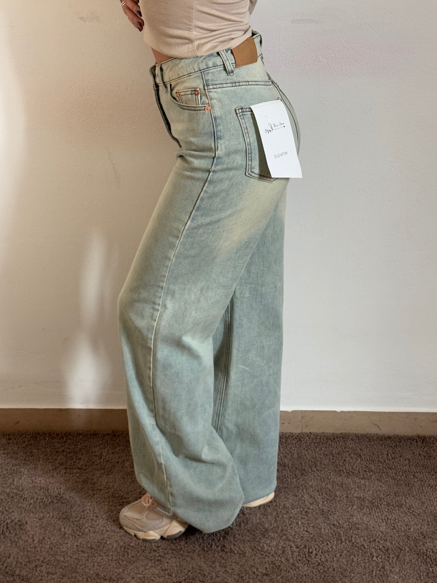 DENIM WIDE LEG SABBIATO