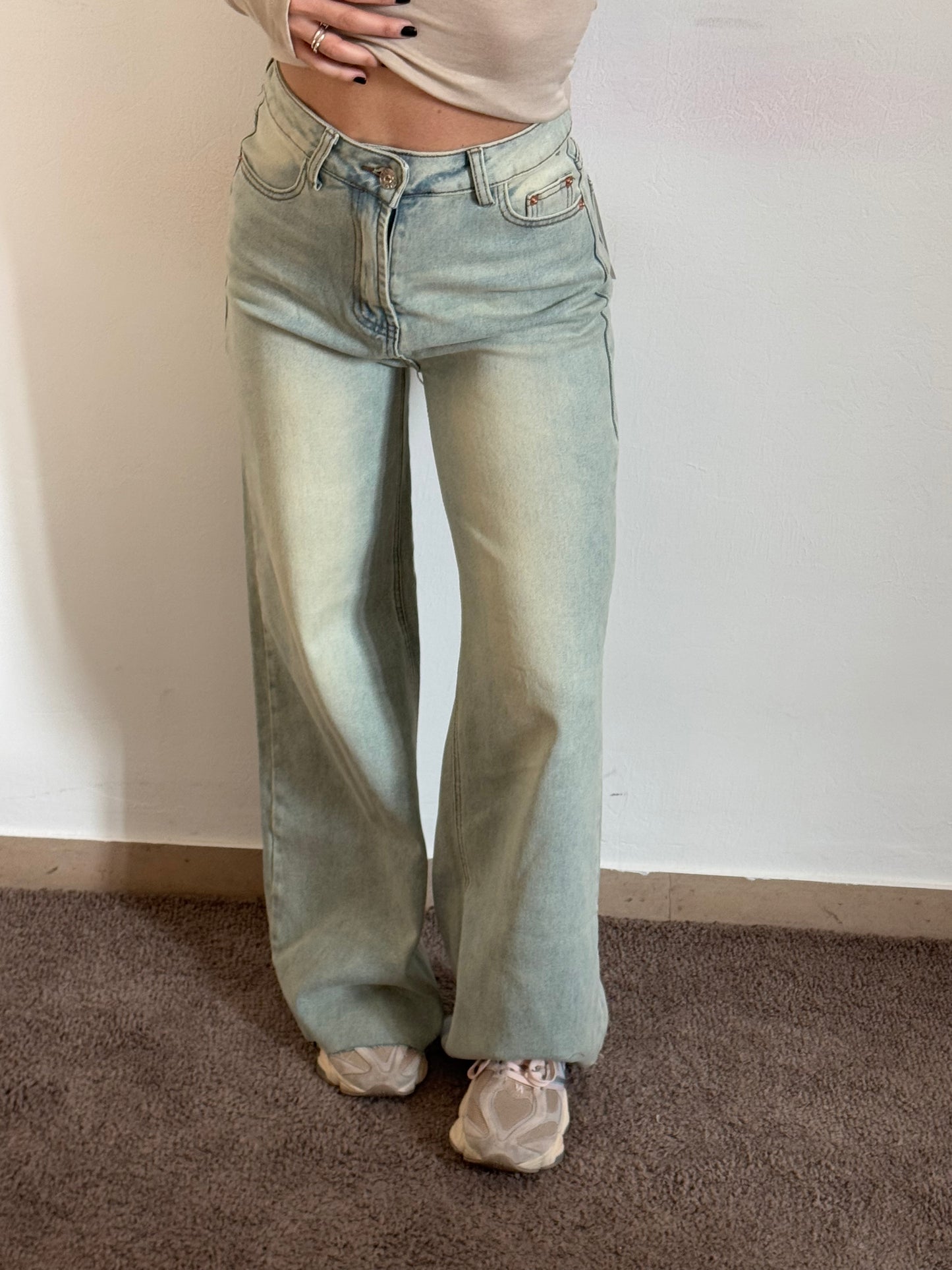 DENIM WIDE LEG SABBIATO