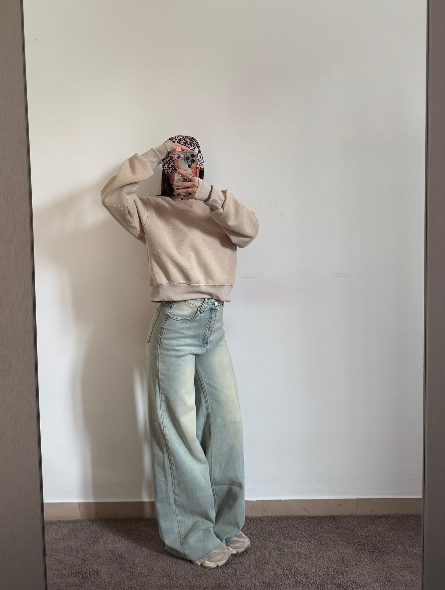 DENIM WIDE LEG SABBIATO