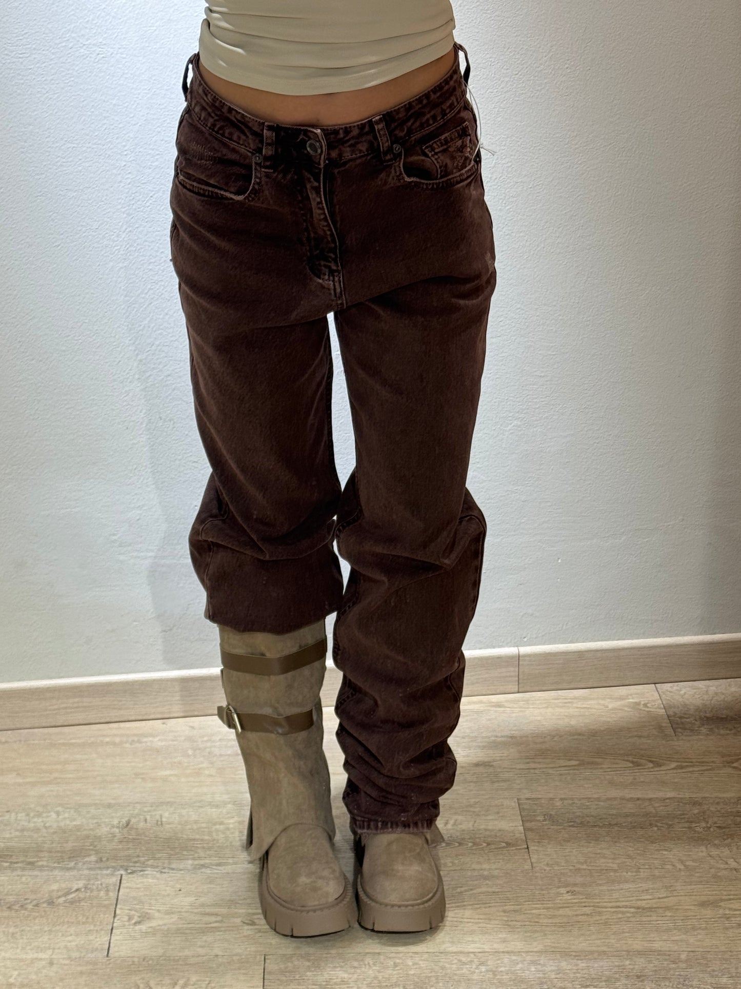 DENIM MARRONE GLITTER POCKET