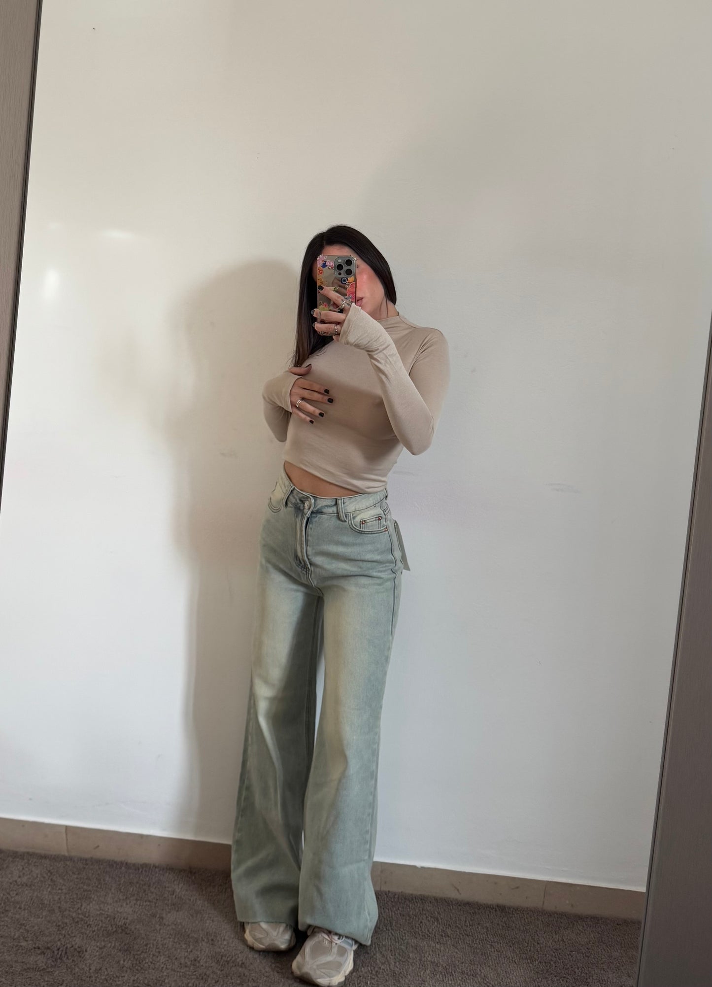 DENIM WIDE LEG SABBIATO