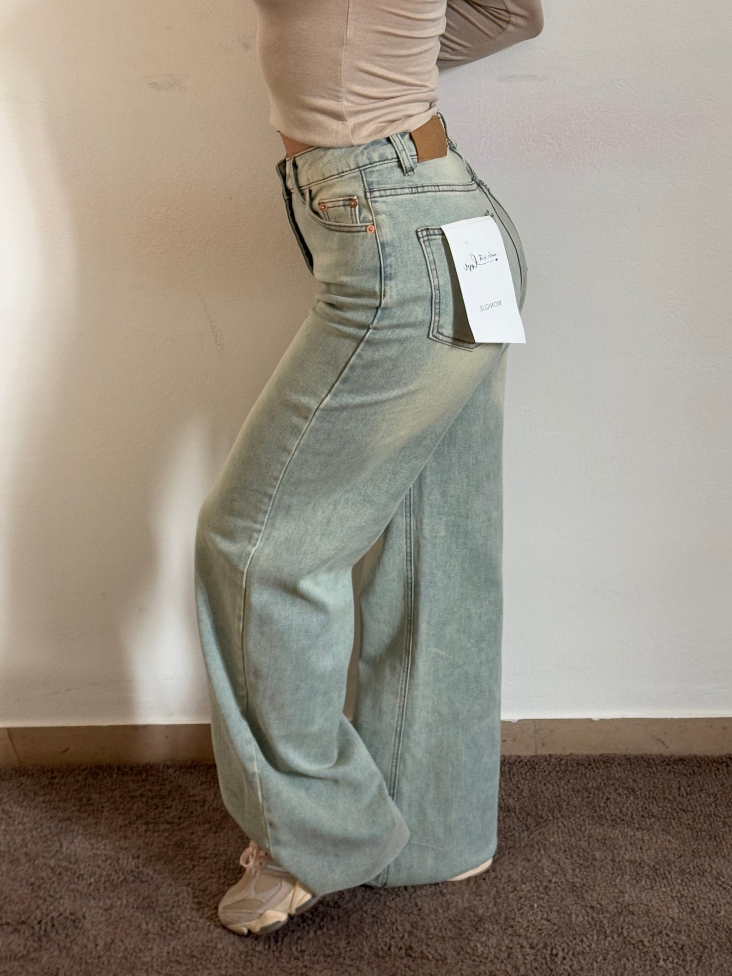 DENIM WIDE LEG SABBIATO