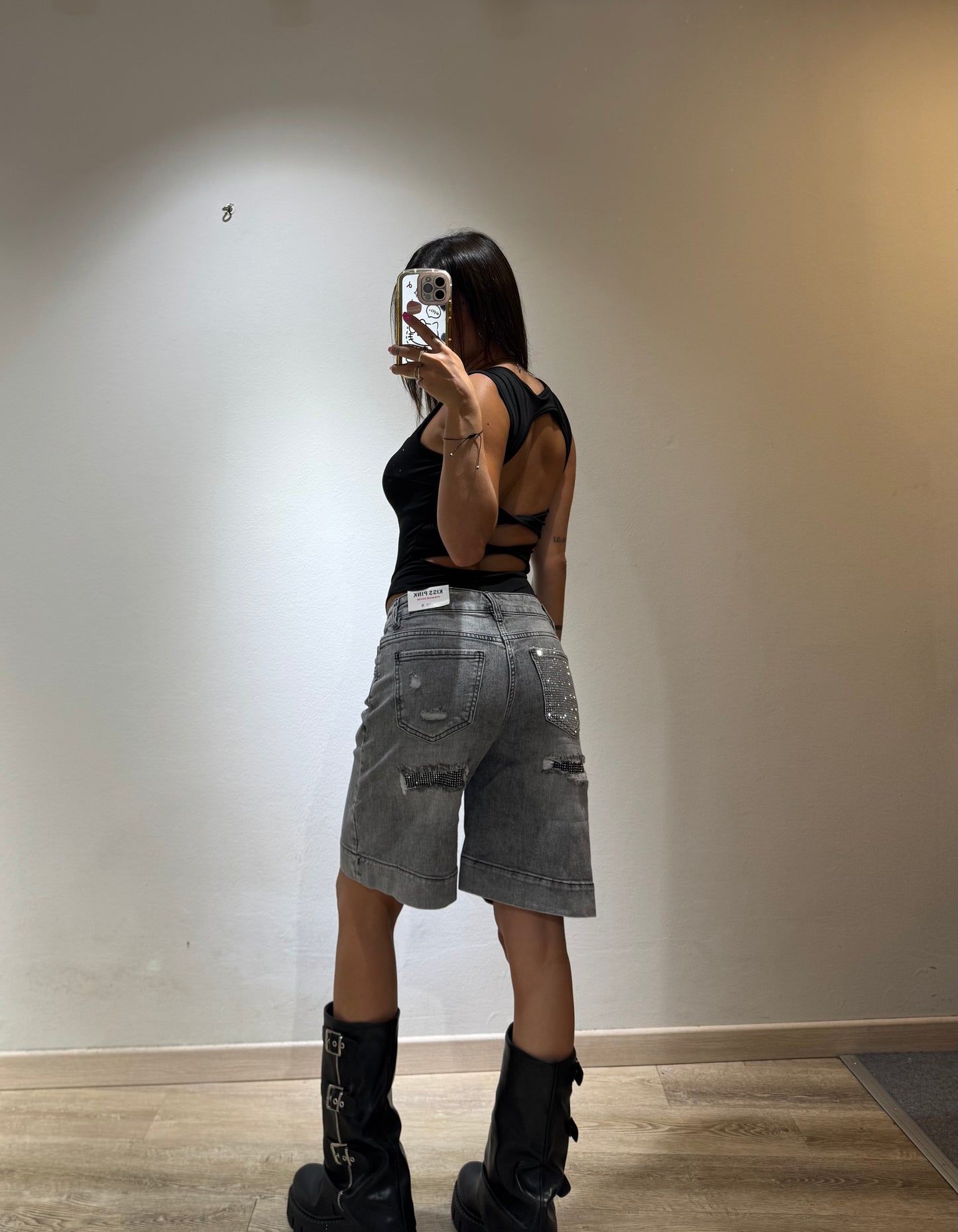 BERMUDA GLITTER POCKET GREY