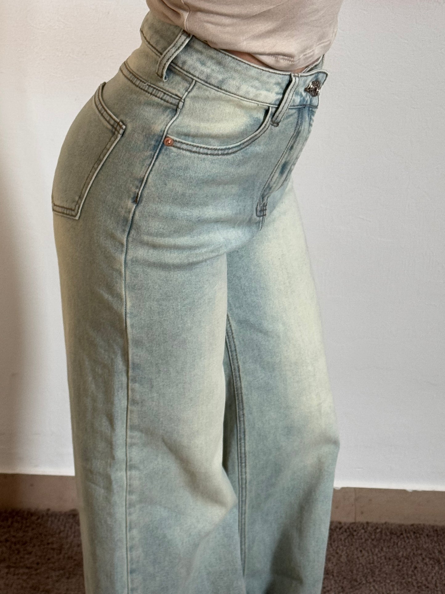 DENIM WIDE LEG SABBIATO